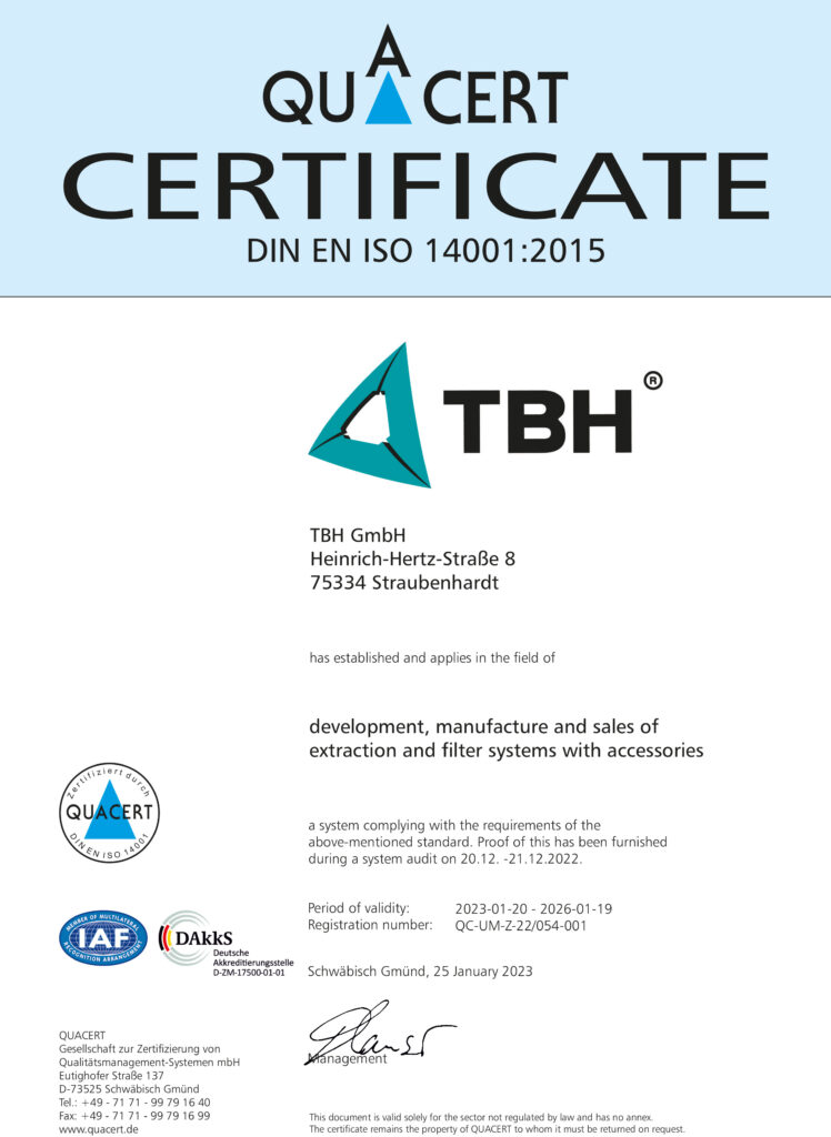 TBH ISO 14001 Zertifikat