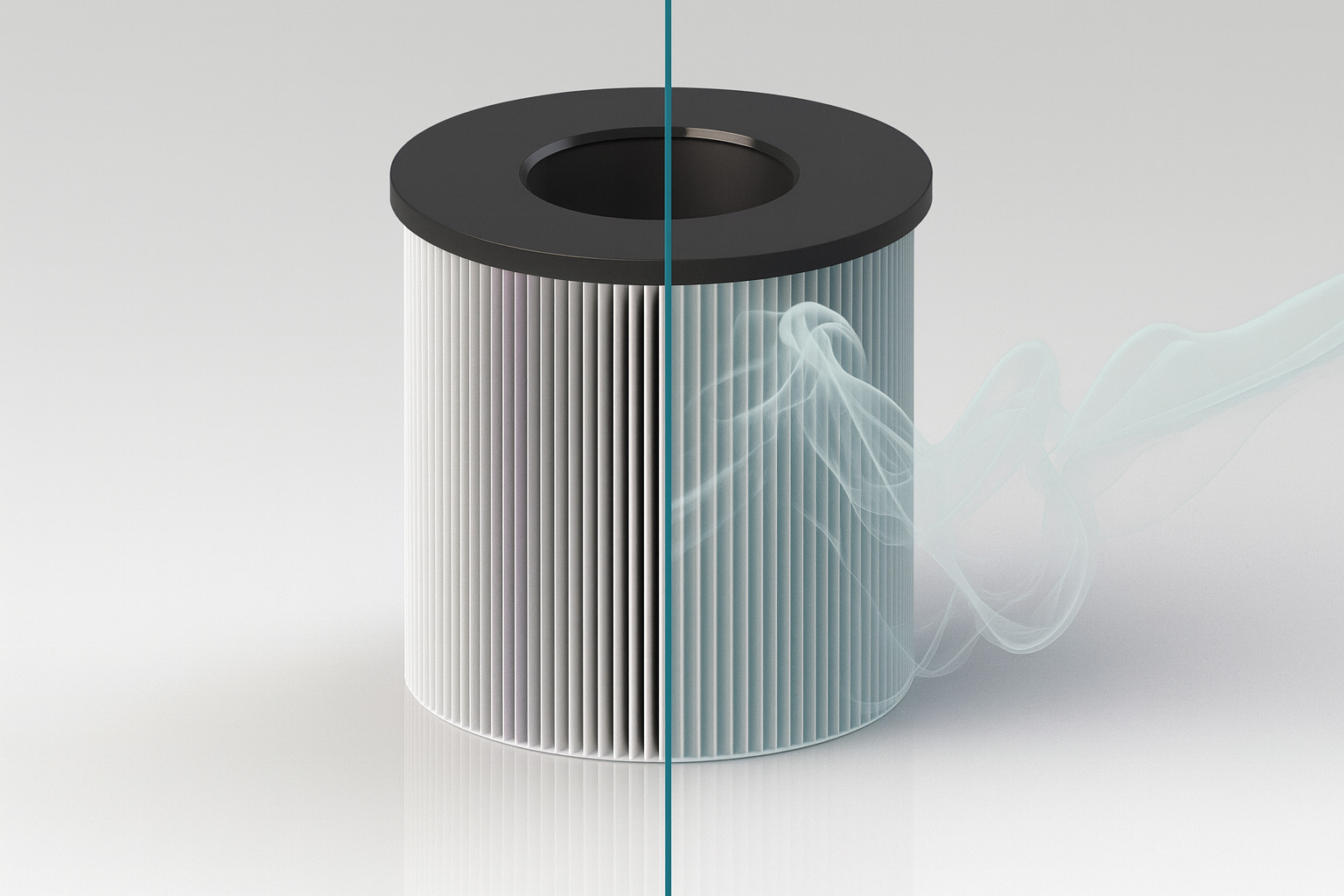 Eine runde Filterpatrone mit und Ohne precoat Pulver